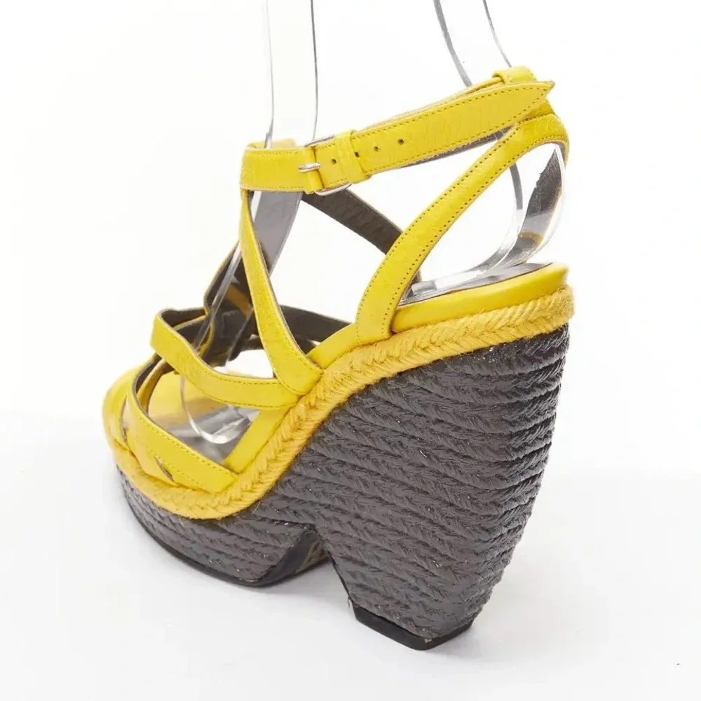 Balenciaga Yellow Strappy Wedges - Picture 9 of 9